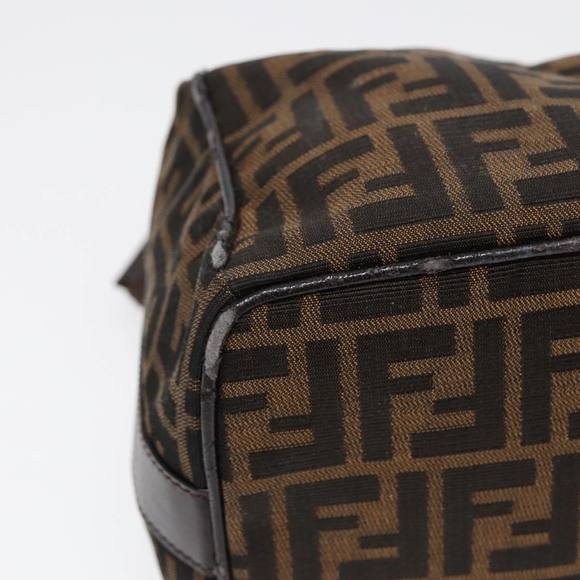 FENDI Zucca Canvas Vanity Pouch Brown Black Silver Auth 87877 - Picture 14 of 16